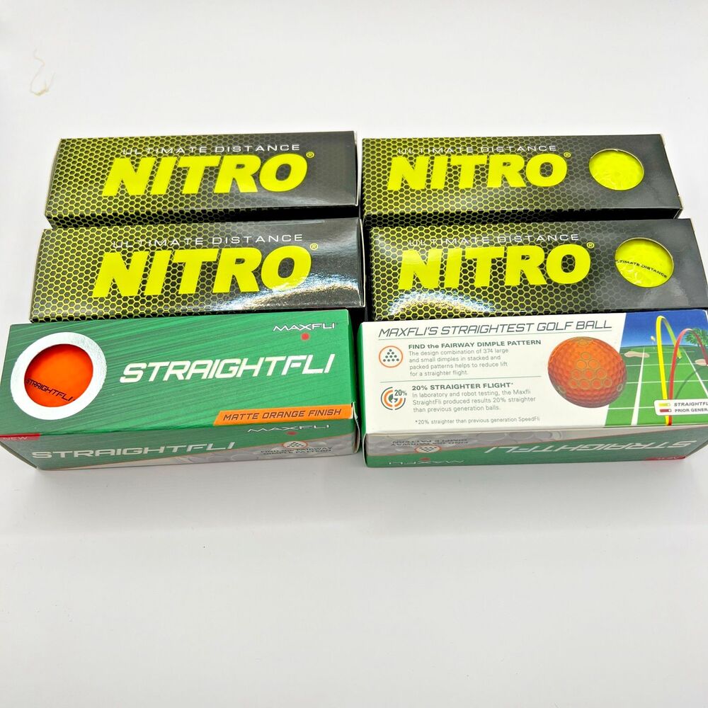 Golf ball  Nitro Ultimate  Distance yellow Maxfli orange NWT/ 6 packs of 3